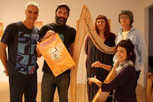 Francis Arsenault, directeur artistique du FIMU, Martin Brousseau, président de l’Atelier Silex, Anne-Marie Gagnon, directrice des communications du FIMU, Joëlle F. Dallot, coordonnatrice de l’Atelier Silex et Isabelle Clermont, artiste multidisciplinaire. Photo: M. Lortie
