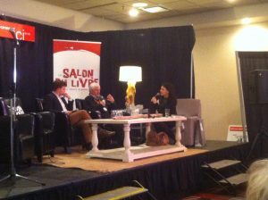 Gabriel Nadeau-Dubois dans une rencontre avec Jacques Godbout animée par Claudia Larochelle dans le cadre du Salon du livre de Trois-Rivières. Photo: C. Filion